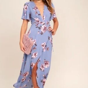 Astr Selma Periwinkle Floral Wrap Dress